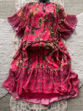 Kobi Halperin Pink Destiny Floral Ruffle-Sleeve Dress